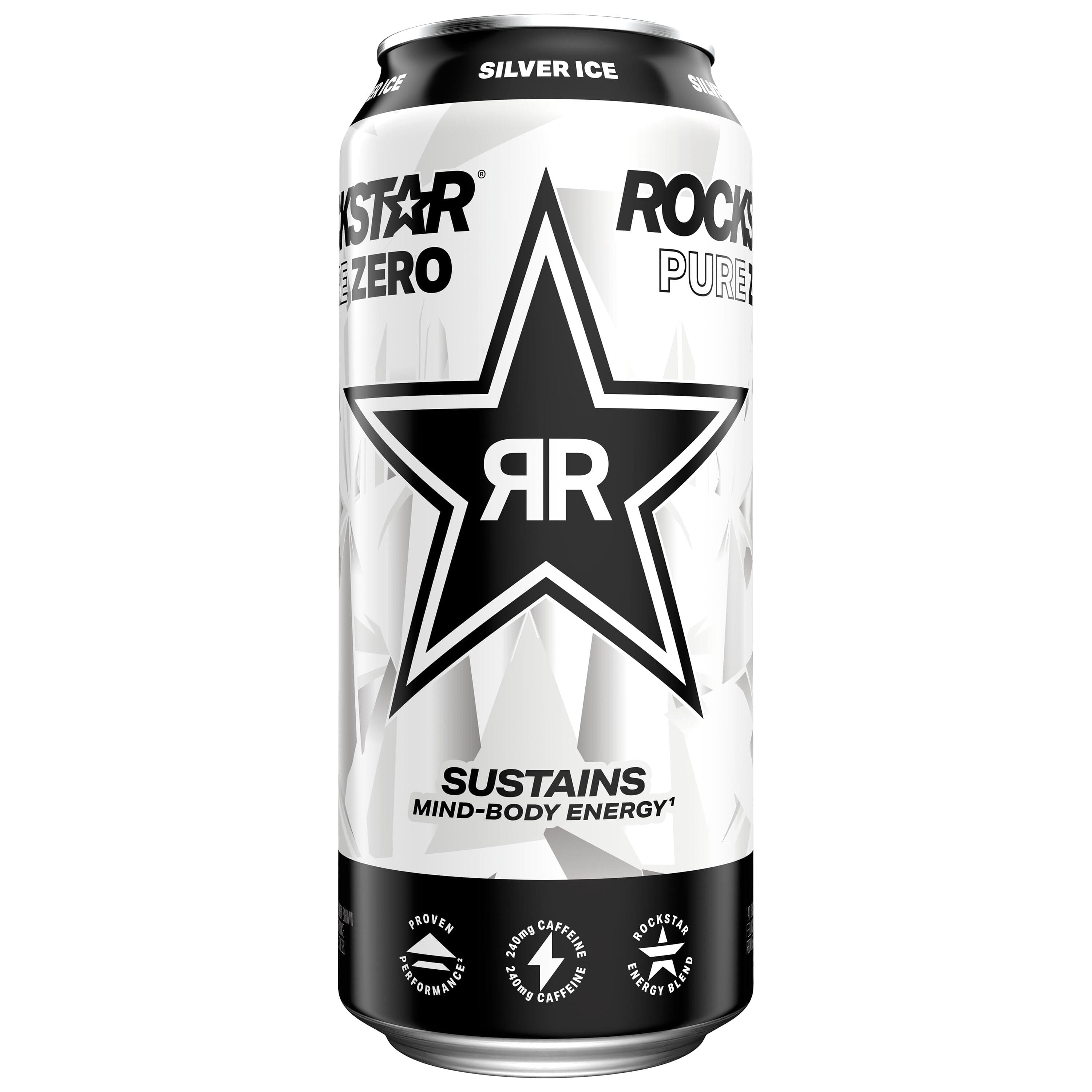 Rockstar Pure Zero Sugar Free Energy Drink Silver Ice